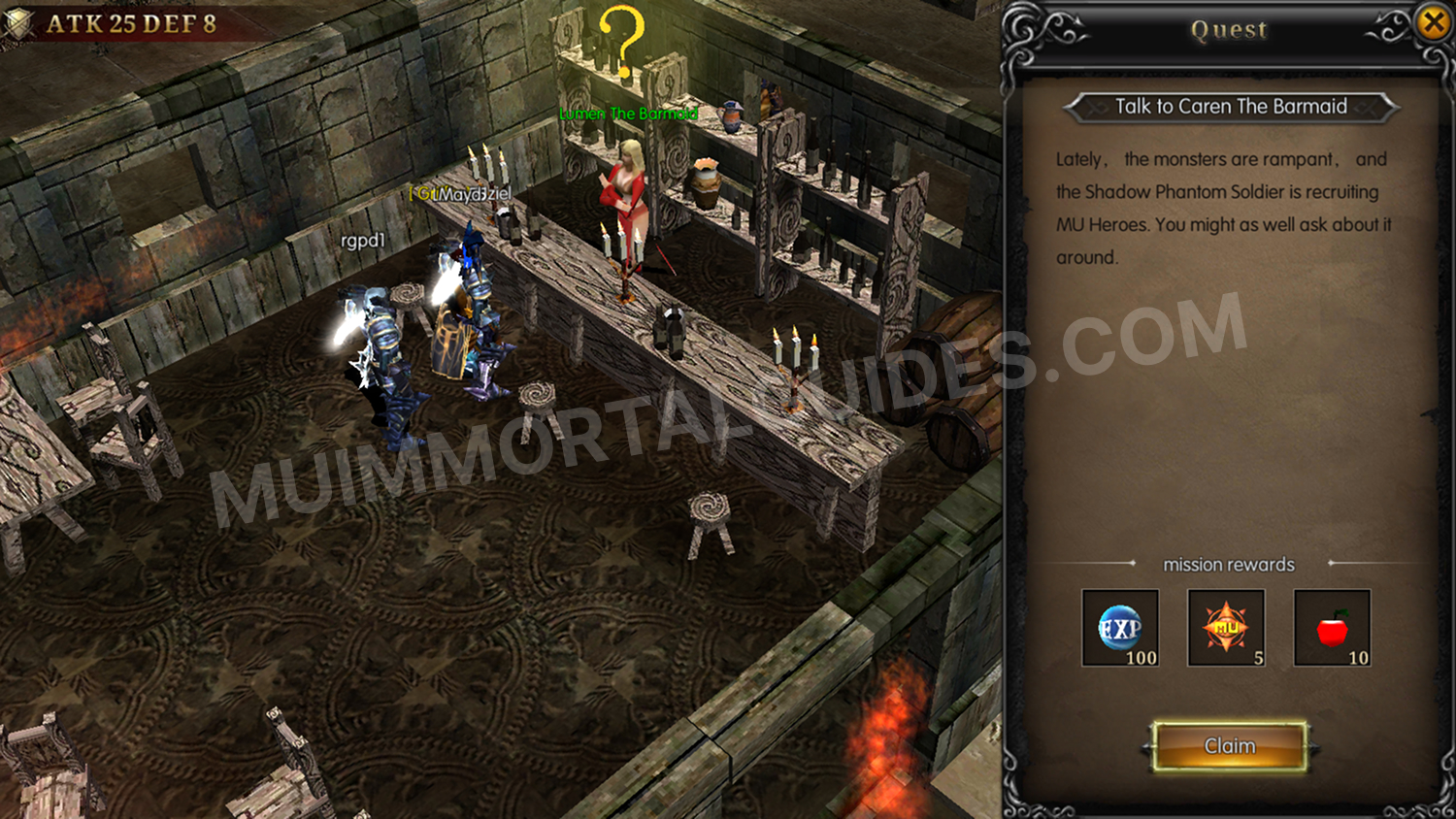 MU Immortal screenshot of the first quest
