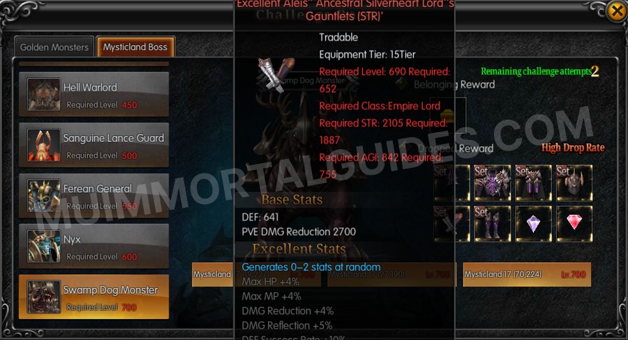 In-game screenshot of Excellent Aleis' Ancestral Silverheart Lord's Gauntlets (STR) tooltip