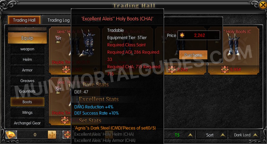In-game screenshot of Excellent Aleis' Holy Boots (CHA) tooltip