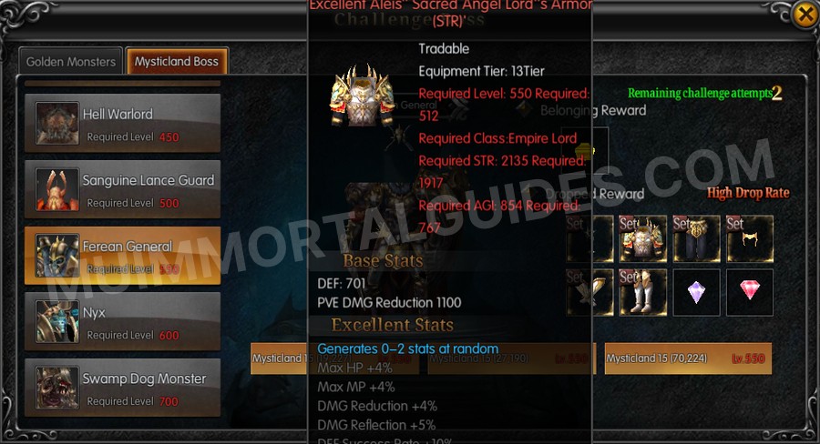 In-game screenshot of Excellent Aleis' Sacred Angel Lord's Armor (STR) tooltip