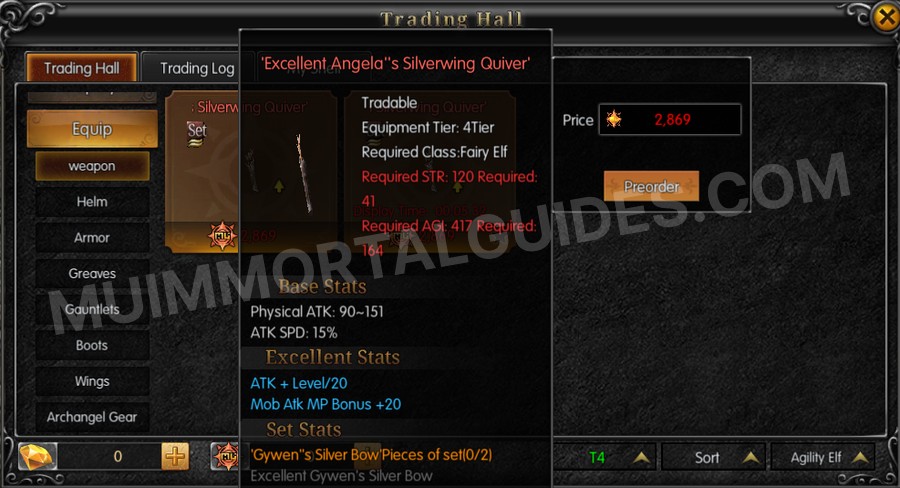 In-game screenshot of Excellent Angela's Silverwing Quiver tooltip