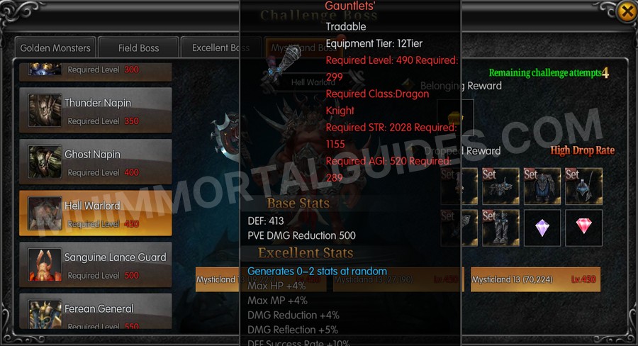 In-game screenshot of Excellent Hans' Dark Angel Knight Gauntlets tooltip