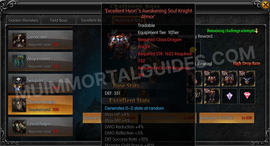 In-game screenshot of Excellent Hyon's Awakening Soul Knight tooltip