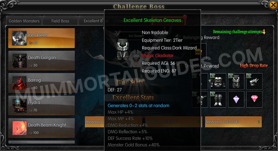 In-game screenshot of Excellent Skeleton Greaves tooltip