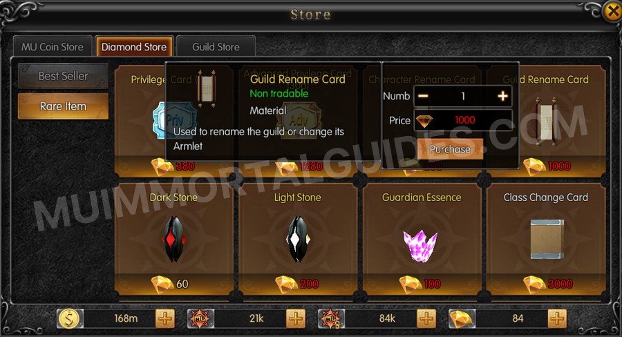 Guild Rename Card — MU Immortal Item