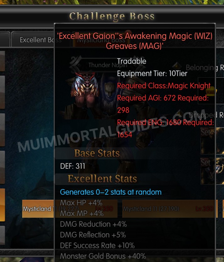 Screenshot of Excellent Gaion's Awakening Magic (WIZ) Greaves (MAG)