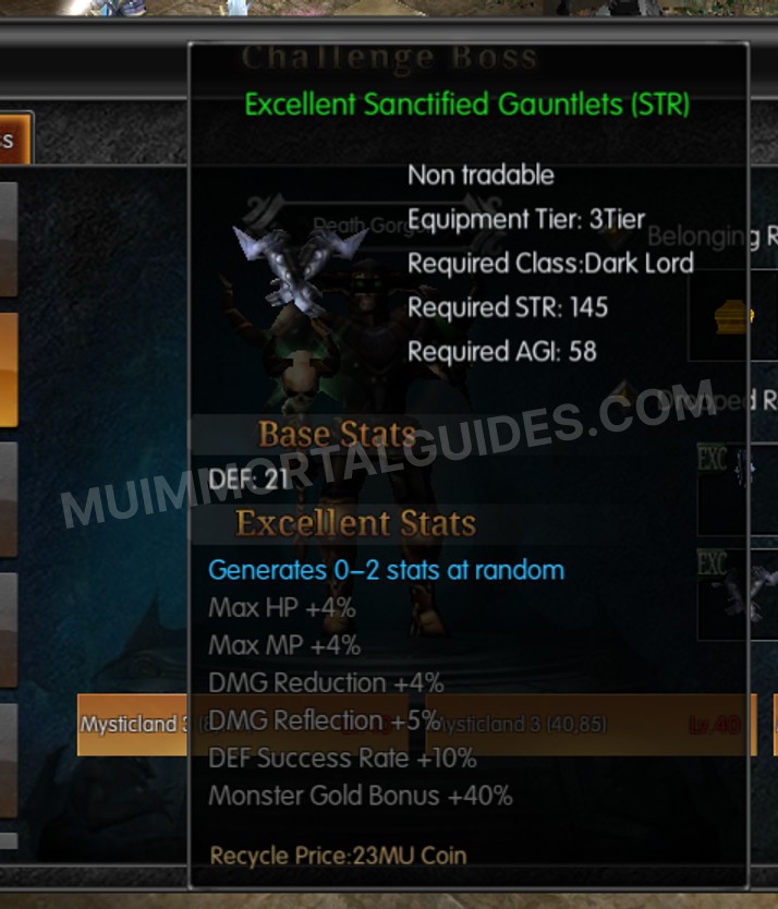 Screenshot of Excellent Sanctified Gauntlets (STR)